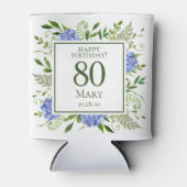 80誕生日ブルーアジサイ 缶クーラー (正面)