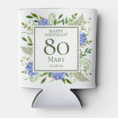 80誕生日ブルーアジサイ 缶クーラー (正面)