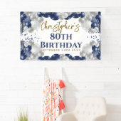 80誕生日ブルーバルーンパーティーへようこそ 横断幕 (インサイチュ)