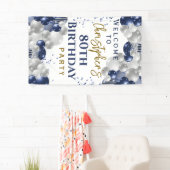 80誕生日ブルーバルーンパーティーへようこそ 横断幕 (インサイチュ)