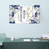 80誕生日ブルーバルーンパーティーへようこそ 横断幕 (トレードショー)