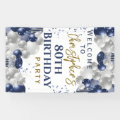 80誕生日ブルーバルーンパーティーへようこそ 横断幕 (横)