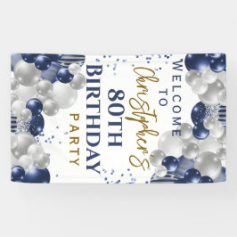 80誕生日ブルーバルーンパーティーへようこそ 横断幕