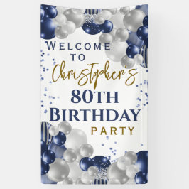 80誕生日ブルーバルーンパーティーへようこそ 横断幕