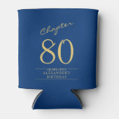 80誕生日ブルー金ゴールド写真テンプレート 缶クーラー (正面)