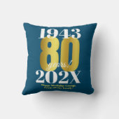 80誕生日ブルー金ゴールド クッション (裏面)