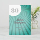 80誕生日ブルー雄モダン誕生日 招待状 (スタンド正面)
