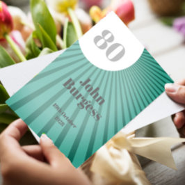 80誕生日ブルー雄モダン誕生日 招待状