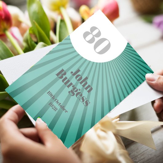 80誕生日ブルー雄モダン誕生日 招待状