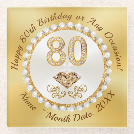 80誕生日プレゼントアイディアお母さん、友人、家族 ガラスコースター (正面)