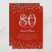 80誕生日プログラムメニューSilver Red 招待状 (正面/裏面)