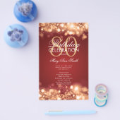 80誕生日プログラムGlam Lights金ゴールドRed Menu チラシ (シングル)