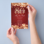 80誕生日プログラムGlam Lights金ゴールドRed Menu チラシ (ハンドル)