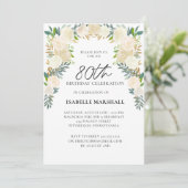 80誕生日ホワイトローズフローラスクリプトパーティー 招待状 (スタンド正面)