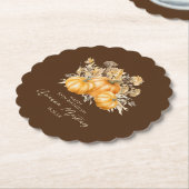 80誕生日ボホ素朴パンプキン秋カスタム ペーパーコースター (アングル)