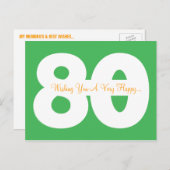 80誕生日マイルストーンはがき – 緑 ポストカード (正面/裏面)