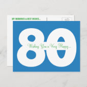 80誕生日マイルストーンはがき – 青 ポストカード (正面/裏面)