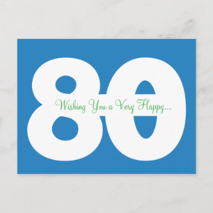 80誕生日マイルストーンはがき – 青 ポストカード