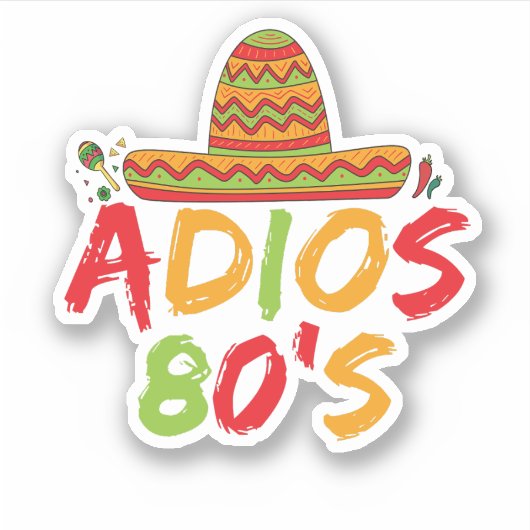 80誕生日メキシコパーティーシンコデマヨフィエスタ シール (正面)