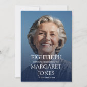 80誕生日メス撮シンプル影エレガント 招待状 (正面)