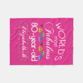 80誕生日モストファヴルーカラフルジェムピンク フリースブランケット (正面(横))