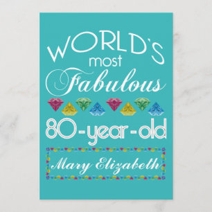 80誕生日モストファヴルージュカラフルムターコイズ 招待状