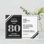 80誕生日モダン白黒ディナーパーティー 招待状 (スタンド正面)