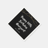 80誕生日モダンString Lights Black スタンダードカクテルナプキン (角)