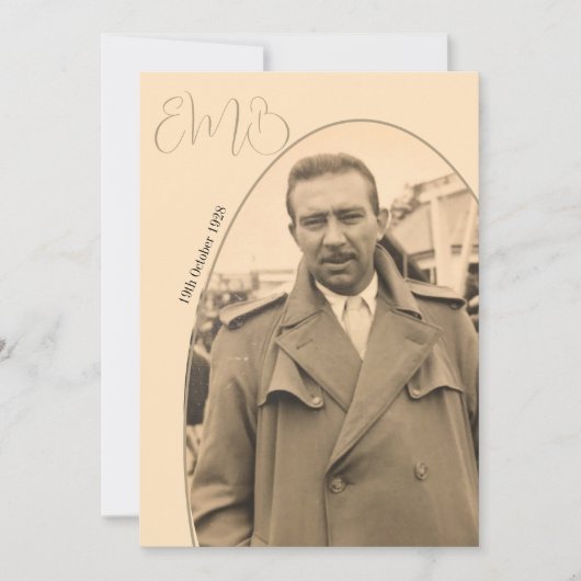 80誕生日モノグラム男性フォトスタイリッシュ誕生日 招待状 (正面)