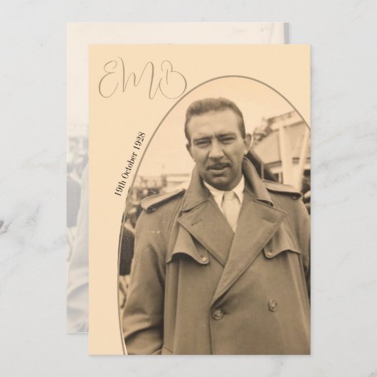 80誕生日モノグラム男性フォトスタイリッシュ誕生日 招待状 (正面/裏面)