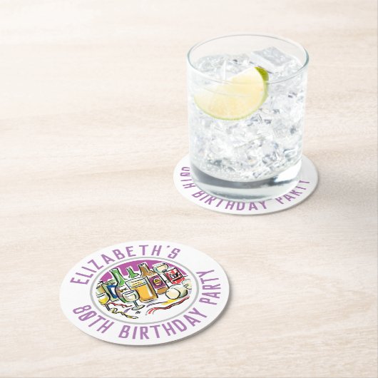 80誕生日ラウンド紙コースター ラウンドペーパーコースター (インサイチュ)