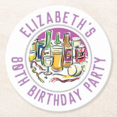 80誕生日ラウンド紙コースター ラウンドペーパーコースター (正面)