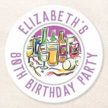 80誕生日ラウンド紙コースター