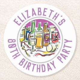 80誕生日ラウンド紙コースター ラウンドペーパーコースター