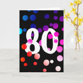 80誕生日レインボンドットオンブラック カード (黄色い花)