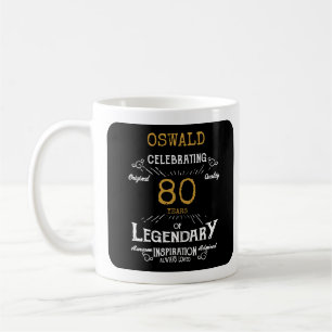 80誕生日レジェンダリーブラック金ゴールドレトロ コーヒーマグカップ