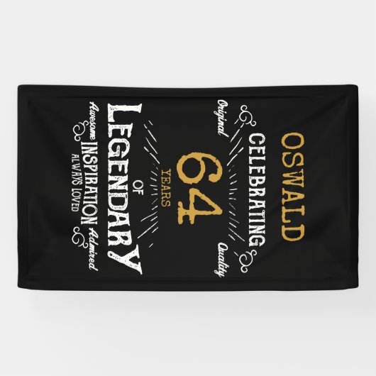 80誕生日レジェンダリーブラック金ゴールドレトロ 横断幕 (横)