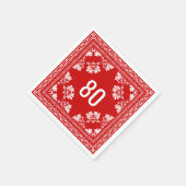 80誕生日レッドバンダナ スタンダードカクテルナプキン (角)