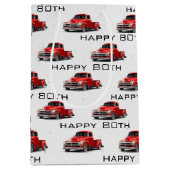 80誕生日レトロレッドトラック中抱き枕 ミディアムペーパーバッグ (正面)