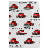 80誕生日レトロレッドトラック中抱き枕 ミディアムペーパーバッグ (裏面)