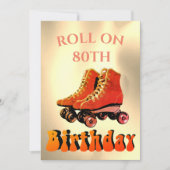 80誕生日ローラースケートおもしろい モダン 招待状 (正面)