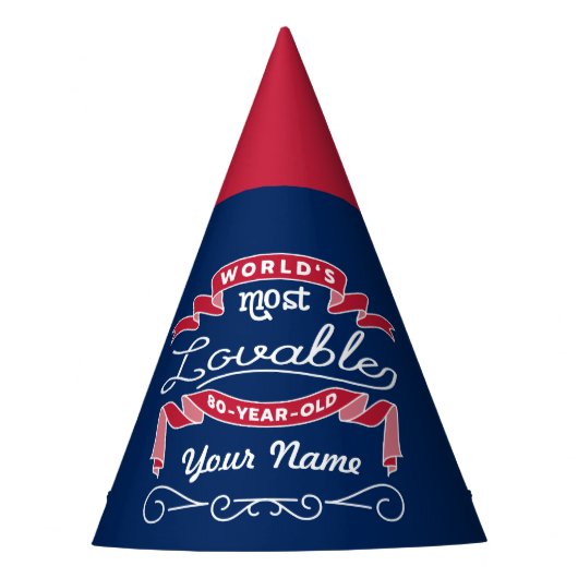80誕生日世界で最も愛される80歳の パーティーハット (正面)