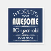 80誕生日世界最高のの素晴らしいダークブルー スタンダードカクテルナプキン (正面)