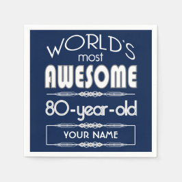 80誕生日世界最高のの素晴らしいダークブルー スタンダードカクテルナプキン