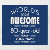 80誕生日世界最高のの素晴らしいダークブルー ビールラベル (シングルラベル)