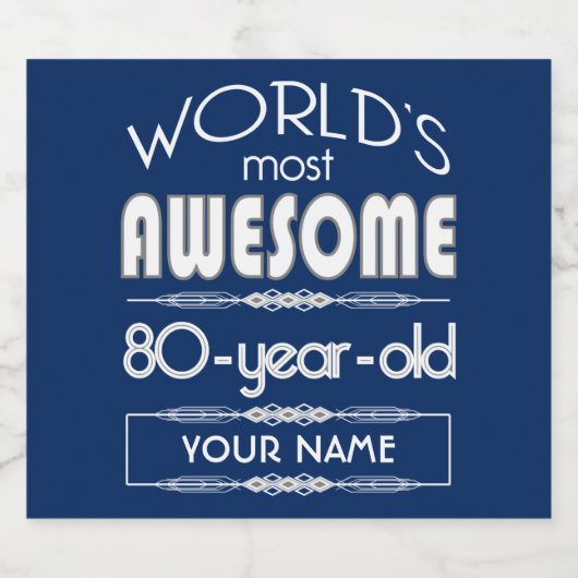 80誕生日世界最高のの素晴らしいダークブルー ビールラベル (シングルラベル)