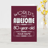 80誕生日世界最高のの素晴らしいダークレッド カード (黄色い花)