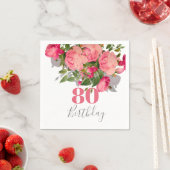 80誕生日八十バラ エレガント スタンダードカクテルナプキン (インサイチュ)