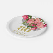 80誕生日八十バラ エレガント ペーパープレート (アングル)