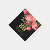 80誕生日八十ブラック金ゴールド スタンダードカクテルナプキン (角)